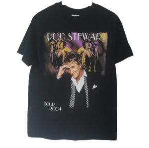 Rod Stewart T Shirt Music Concert Tour 2004 Vintage Double-Sided Black Size M